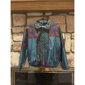 VTG 80s Active Stuff Hip Hop Color Block Bomber Windbreaker Jacket M Mens Unisex